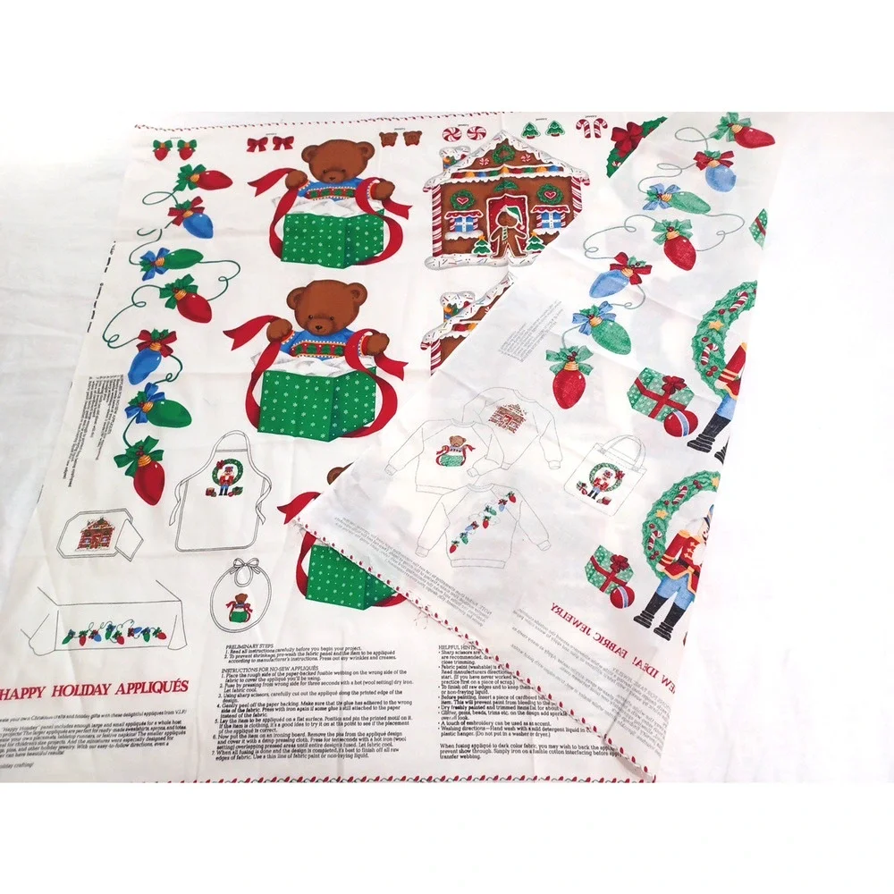VTG Cranston Christmas Toys Decor Holiday Appliques Panel Cotton Fabric